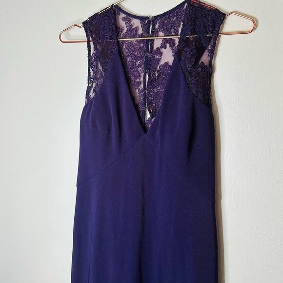 JS COLLECTION Eggplant Purple Lace Back Mermaid Ottoman Style Gown Dress - Picture 13 of 16